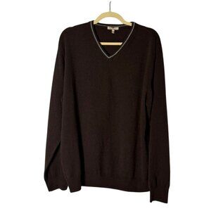 Enzo Mantovani V-Neck Cashmere Sweater XL Brown Soft Warm Knitwear